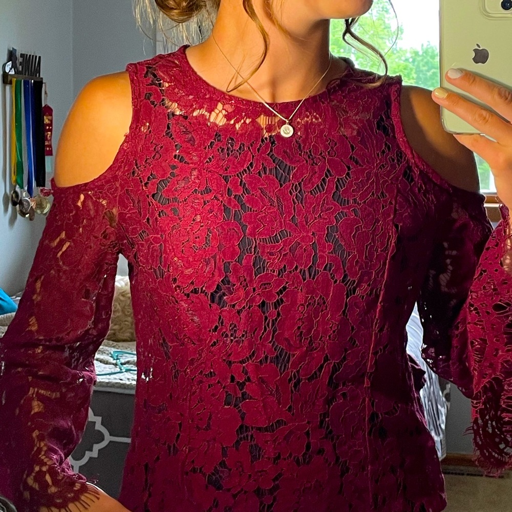 Charlotte Russe long sleeve, size medium. Deep Wine color.